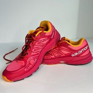 Salomon Sonic Aero Women's Vibrant Pink and Yellow Athletic Shoes Size 10.5